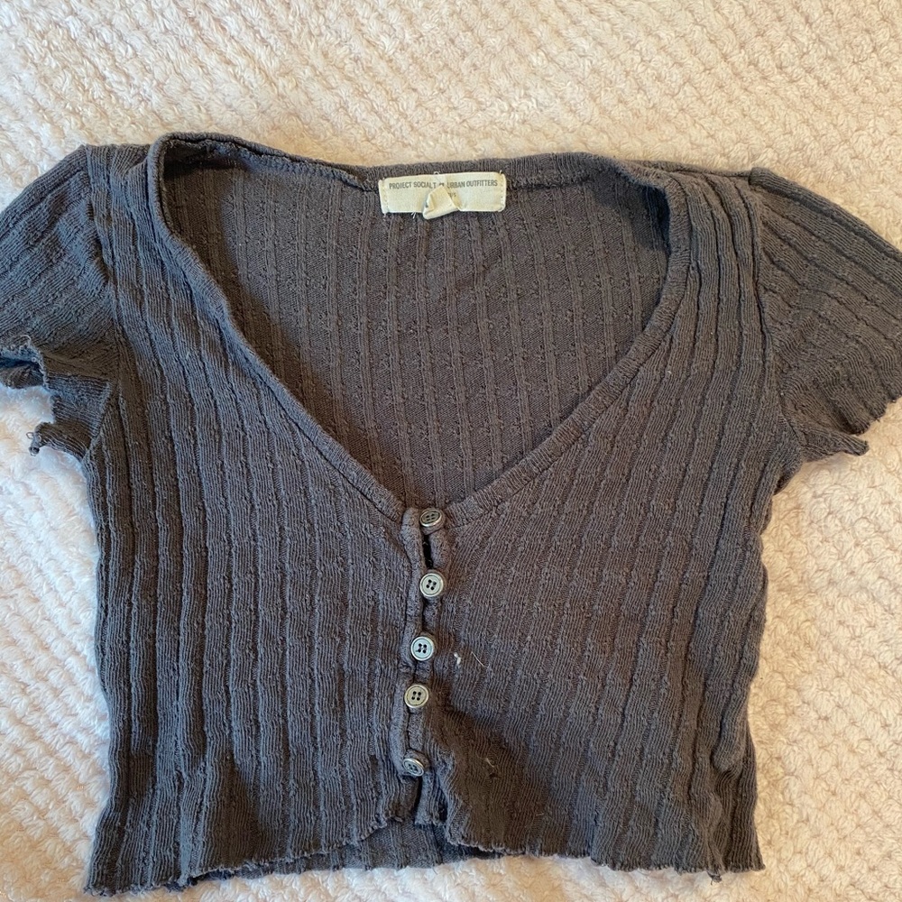 Grey Cropped Urban Outfitters T-Shirt